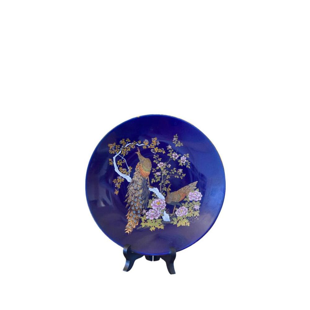 Japanese Cobalt Blue Peacock Decorative Plate